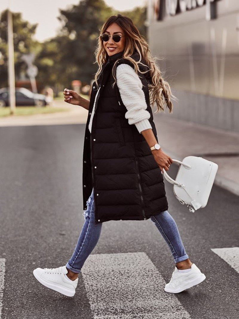 Selene | Comfortabel lange Gewatteerde Damesbodywarmer